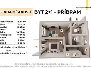 Prodej bytu 2+1, Příbram, Ve Dvoře, 52 m2