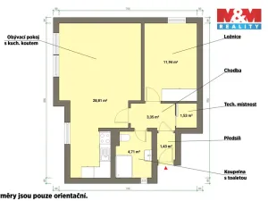 Pronájem bytu 2+kk, Velká Hleďsebe - Klimentov, 55 m2