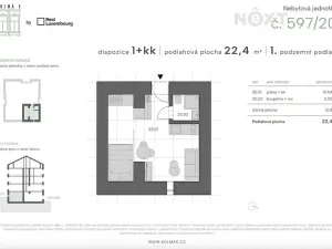 Prodej bytu 1+kk, Praha - Vysočany, Kolmá, 23 m2