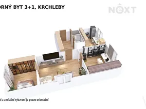 Prodej bytu 3+1, Krchleby, 55 m2