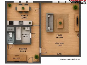 Pronájem bytu 1+1, Praha - Vršovice, K louži, 35 m2
