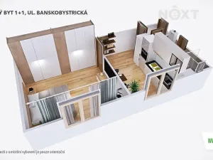 Pronájem bytu 1+1, Šumperk, Banskobystrická, 38 m2