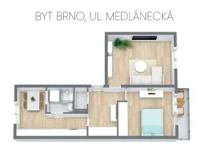 Prodej bytu 2+1, Brno - Řečkovice, Medlánecká, 57 m2