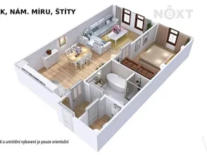 Pronájem bytu 2+kk, Štíty, nám. Míru, 58 m2