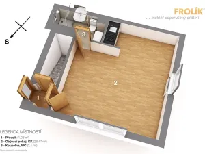 Pronájem bytu 1+kk, Praha - Nebušice, Na závěji, 30 m2