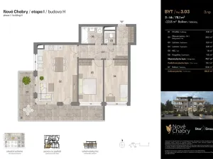 Prodej bytu 3+kk, Praha - Dolní Chabry, Bílenecké náměstí, 78 m2
