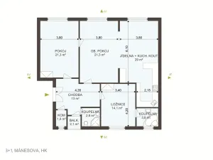 Pronájem bytu 3+1, Hradec Králové, Mánesova, 100 m2