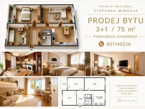 Prodej bytu 3+1, Pardubice, Bartoňova, 75 m2