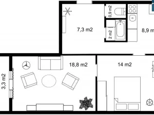 Pronájem bytu 2+1, Praha - Strašnice, Nosická, 52 m2