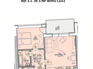 Prodej bytu 2+kk, Brno, Chvalovka, 57 m2