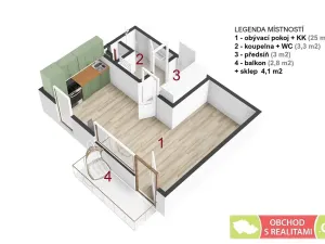 Pronájem bytu 1+kk, Praha - Strašnice, Štěchovická, 45 m2