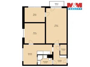 Prodej bytu 3+1, Třeboň, Vrchlického, 70 m2