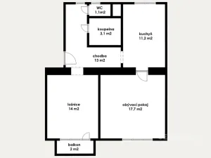 Prodej bytu 2+1, Meziboří, Okružní, 62 m2