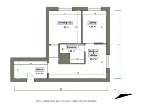 Pronájem bytu 2+1, Vsetín, Jiráskova, 45 m2