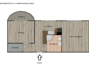 Pronájem bytu 2+1, Hrušovany u Brna, Sídliště, 58 m2