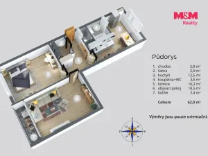 Prodej bytu 2+1, Ústí nad Labem - Severní Terasa, Jizerská, 62 m2