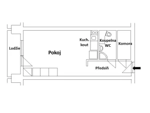 Pronájem bytu 1+kk, Hradec Králové, Hradecká, 30 m2