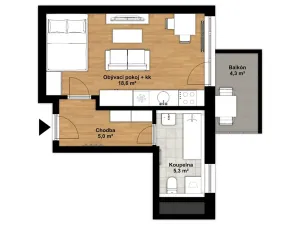 Pronájem bytu 1+kk, Praha - Horní Měcholupy, Nad přehradou, 30 m2