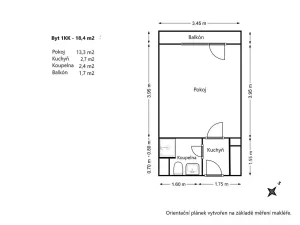 Pronájem bytu 1+kk, Brno, Jedovnická, 20 m2