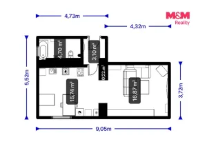Pronájem bytu 1+1, Horní Slavkov, Dlouhá, 49 m2