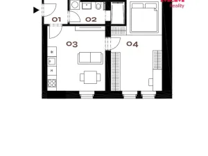 Prodej bytu 2+kk, Praha - Smíchov, Grafická, 42 m2