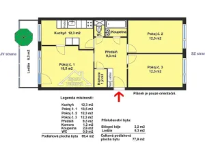 Prodej bytu 3+1, Praha - Modřany, Hausmannova, 69 m2