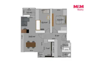 Prodej bytu 3+kk, Kladno, Kordačova, 74 m2