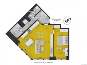 Prodej bytu 2+kk, Praha - Strašnice, Černokostelecká, 70 m2