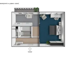 Prodej bytu 1+1, Brno - Lesná, Nejedlého, 38 m2