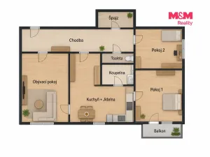 Prodej bytu 3+1, Jihlava, Královský vršek, 75 m2