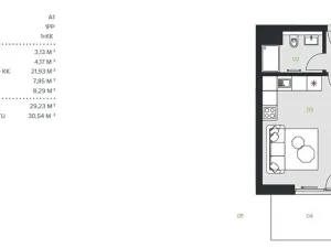 Pronájem bytu 1+kk, Beroun, U Židovského hřbitova, 46 m2