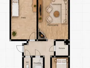 Prodej bytu 3+1, Krnov - Pod Bezručovým vrchem, Maxima Gorkého, 67 m2