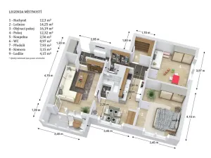 Pronájem bytu 3+1, Velké Opatovice, Hliníky, 71 m2