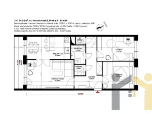 Prodej bytu 3+1, Praha - Braník, Novodvorská, 73 m2