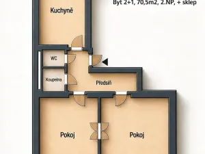 Prodej bytu 2+1, Praha - Smíchov, U Santošky, 70 m2