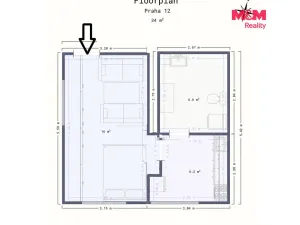 Pronájem bytu 1+1, Praha - Točná, Keltská, 34 m2