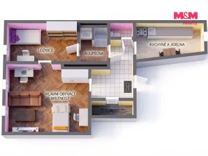 Prodej bytu 2+1, Cheb, Kamenná, 52 m2