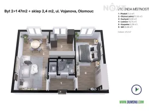 Prodej bytu 2+1, Olomouc, Vojanova, 47 m2