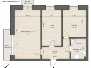 Pronájem bytu 3+kk, Milovice - Mladá, Slepá, 61 m2