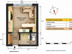 Prodej bytu 1+kk, Písek, 17. listopadu, 19 m2