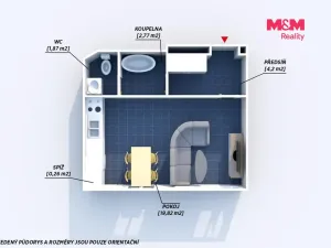 Pronájem bytu 1+kk, Hořovice, Anýžova, 30 m2
