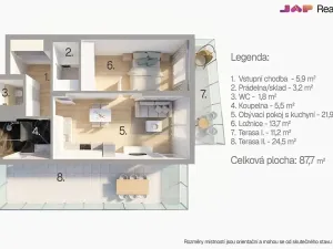 Pronájem bytu 2+kk, Brno, Komárovská, 54 m2