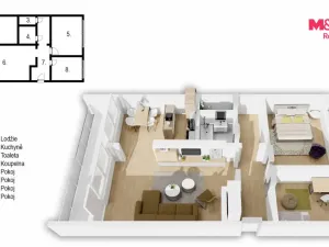 Prodej bytu 3+kk, Praha - Střížkov, Rumburská, 64 m2