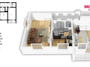 Prodej bytu 2+1, Pardubice - Zelené Předměstí, nábřeží Závodu míru, 53 m2
