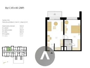 Pronájem bytu 2+kk, Brno, Rakovecká, 47 m2