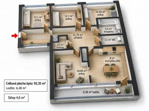 Prodej bytu 4+1, Praha - Radotín, Týřovická, 97 m2