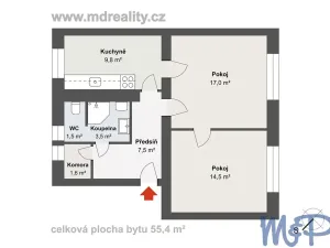 Prodej bytu 2+1, Jihlava, Riegrova, 55 m2