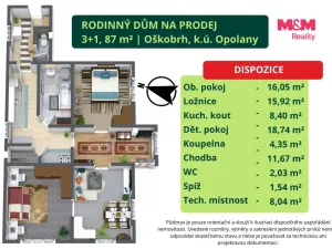 Prodej rodinného domu, Opolany - Oškobrh, 87 m2