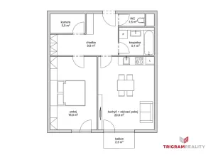 Pronájem bytu 2+kk, Hradec Králové - Třebeš, Pod Zámečkem, 60 m2