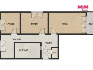 Prodej bytu 3+1, Postoloprty, Jiráskovo náměstí, 67 m2